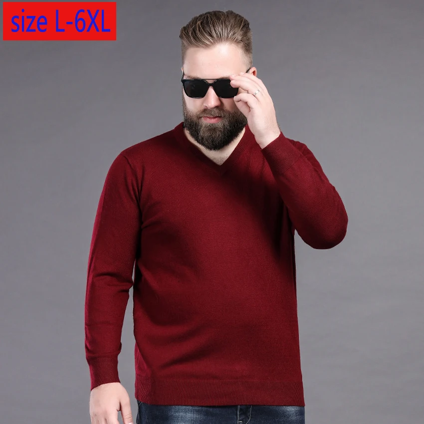 

New Fashion Autumn Extra Large Men Casual Computer Knitted V-neck Sweater Plus Size L XL 2XL 3XL 4XL 5XL 6XL