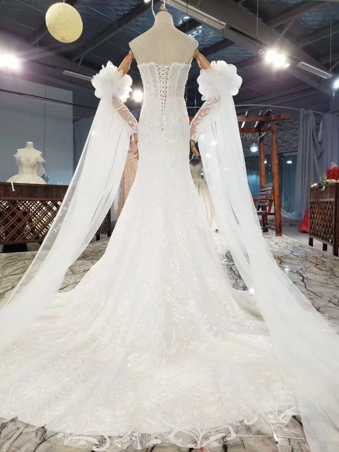 

Gorgeous Mermaid Lace Wedding Dresses Appliques Beads Long Sleeves Romantic 2021 Bridal Dress For Women Vestido De Noiva