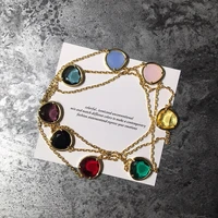 long sweater necklace multicolor candy faceted crystal stone charm necklace fashion olive stone women girls party jewelry