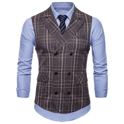 

Free Shipping Men's Suit Vest Spring And Summer New Plaid Men's Business Suit Vest European Size Fashion Men's Vest
