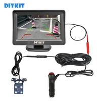 diykit 4 3 car monitor vehicle rear view reverse backup car led camera video parking system car charger easy installation