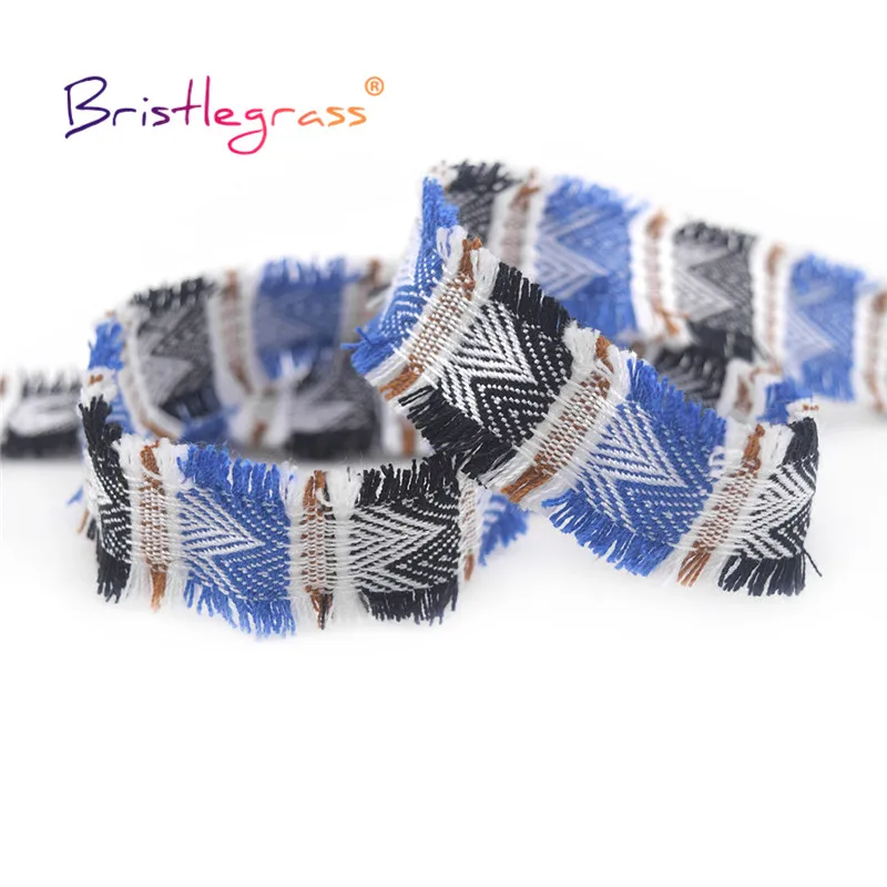 BRISTLEGRASS 1 ярд 1 дюйм 25 мм винтажная плетеная вязаная крючком кружевная отделка макраме кисточка шевронная Лента ткань Подушка платье DIY шитье ремесло