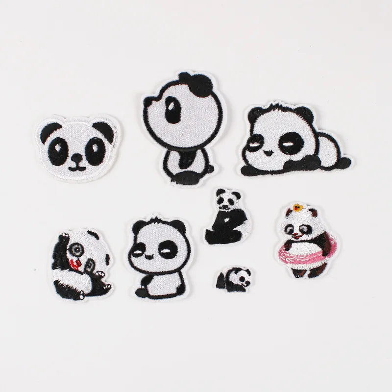 

DIY Panda Embroidered Patches for Clothing Cartoon Iron on Patch to Cloth Watermelon Sushi Stickers Badge Garment Accessories