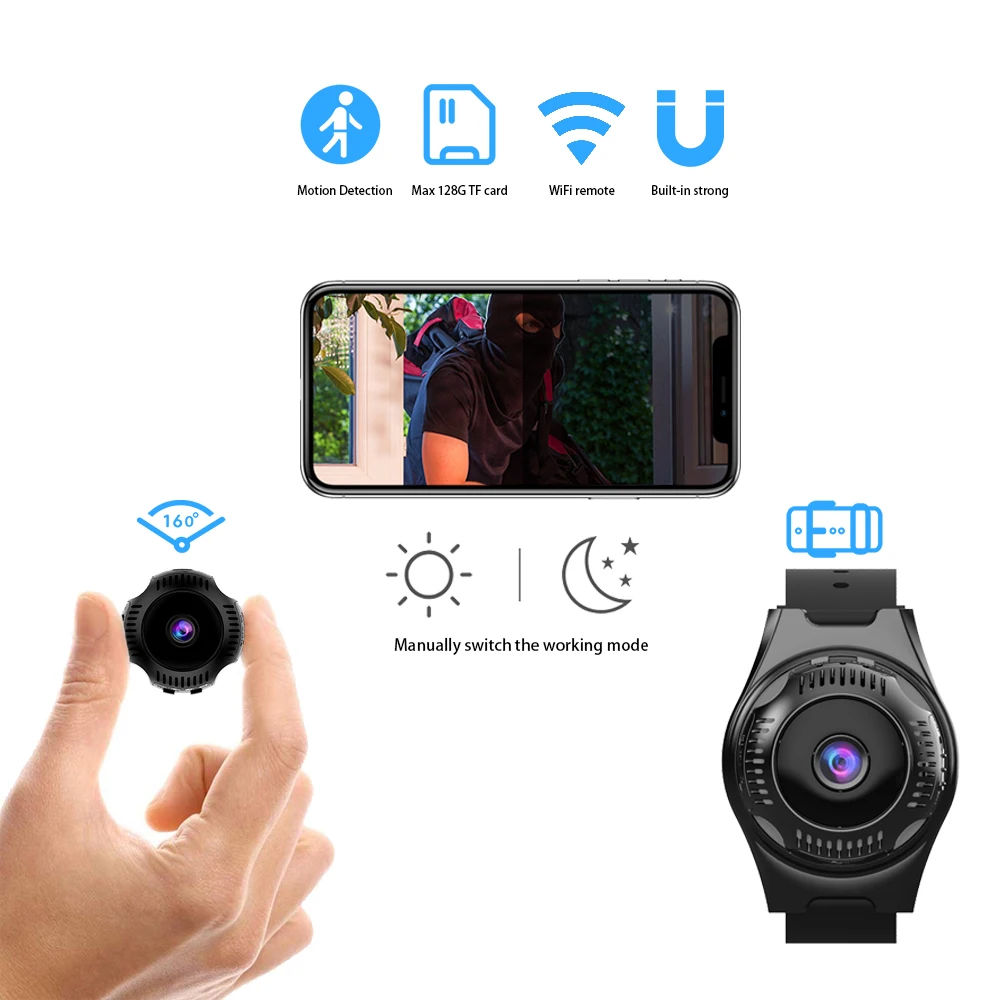 Мини камера видеонаблюдения с Wi Fi 1080P HD ремешком|Камеры видеонаблюдения| |
