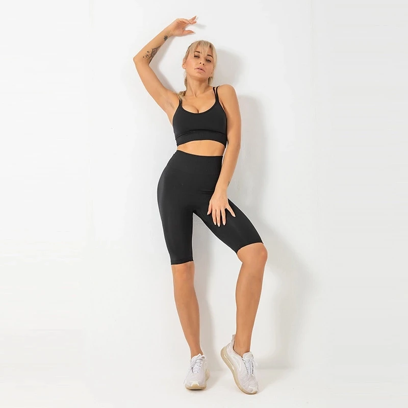 Бесшовный костюм для йоги подтяжки спортивная одежда эластичный жилет и