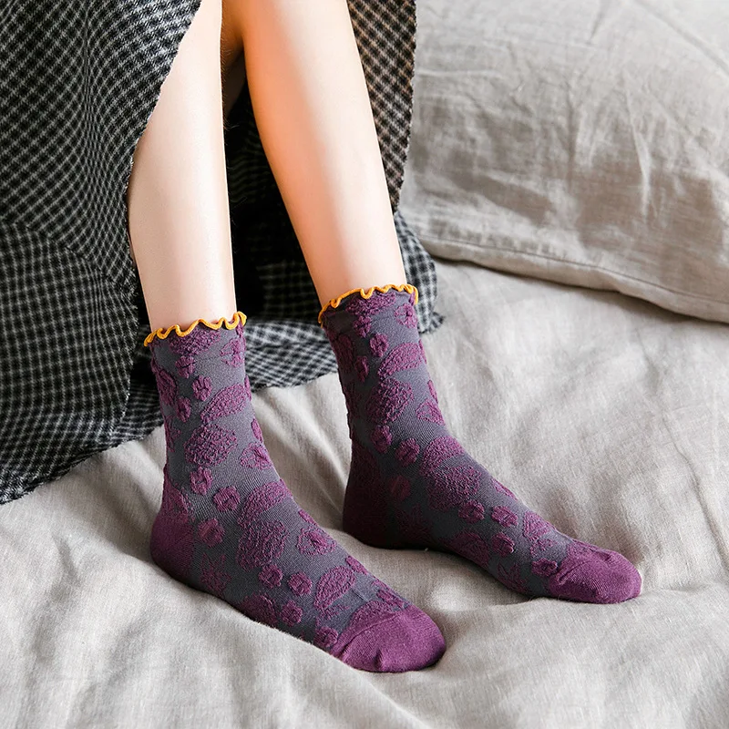Осенне-зимние Новые товары в стиле ретро женские носки с закругленными краями
