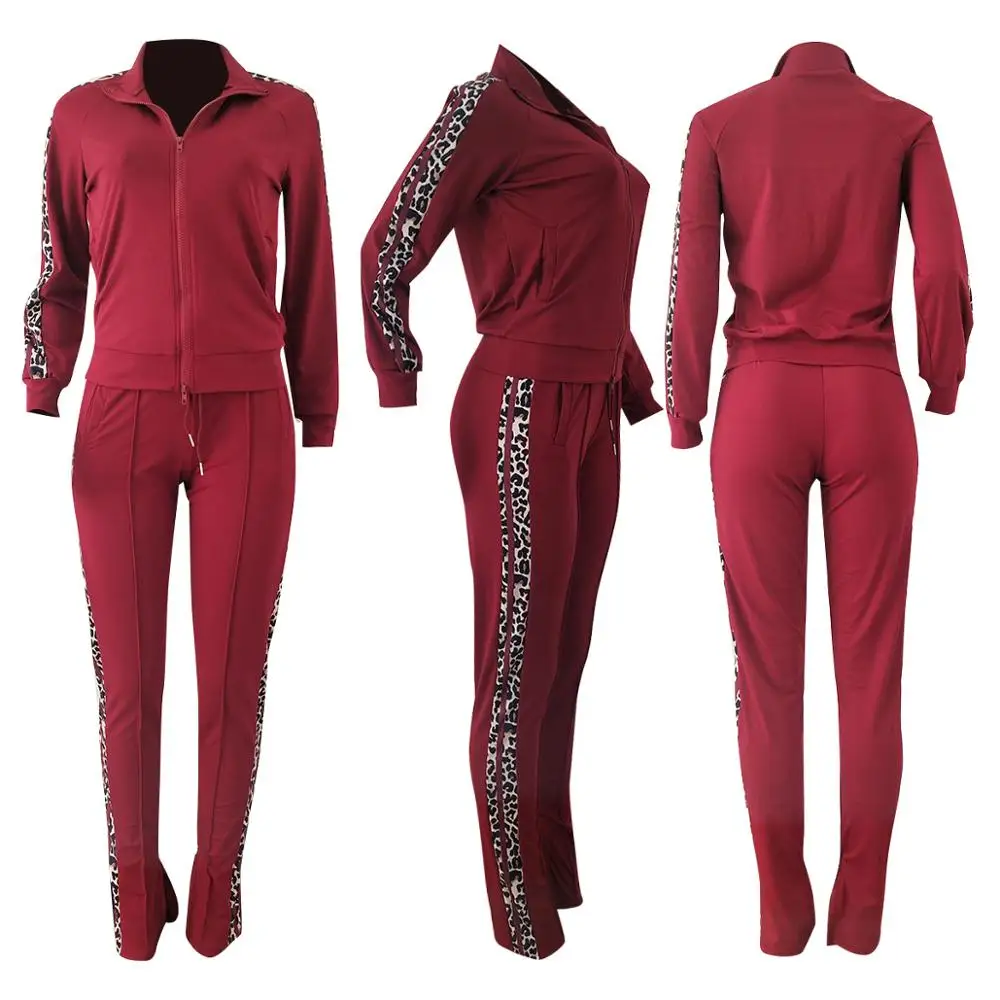 

Fashion Solid Pocket Casual Two Piece Sets Zipper Long Sleeve Top+Bandage Pants Fall Set Plus Size 4 Colors Outfits Matching Set