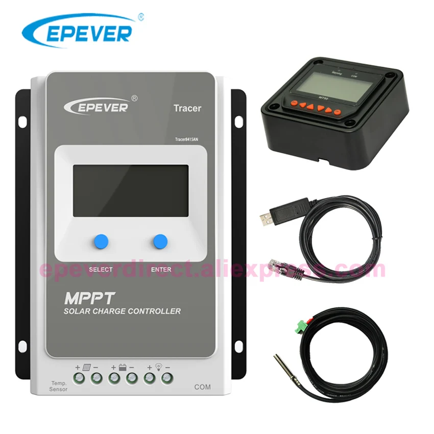

solar charger mppt EPEVER solar power controller 12V/24V Tracer4210AN MT50 Meter and USB cable 40A 40amp Temp sensor cable