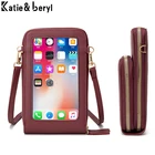 Миниатюрные сумки через плечо для женщин, многофункциональный кошелек для мобильного телефона с сенсорным экраном и кармашком для карт, маленькая дамская сумочка, Женский мессенджер