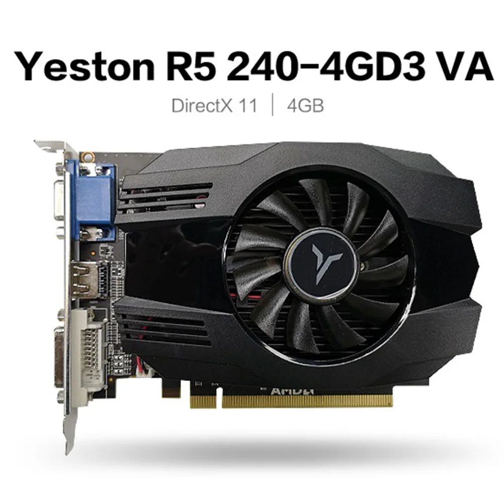 

Yeston R5 240-4GD3 VA Gaming Graphics Card 320 Unit 650MHz 1333MHz 4GB GDDR3 64Bit Gaming Video Graphics Card