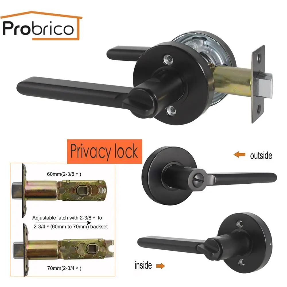 Keyless Privacy Lock Probrico черные дверные ручки межкомнатные двери передние задние деревянные ворота рычаги с замком цилиндр защелка бесшумный дверной замок дверная фурнитура - Цвет: Keyless Privacy Lock