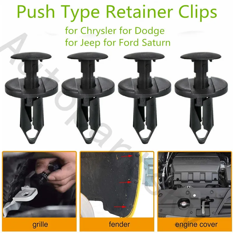 

Нейлоновые фиксаторы нажимного типа 21030249 6503598 8 мм, клипсы с отверстием для автомобиля, крепление для бампера для GM Ford Chrysler Jeep Dodge