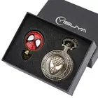 3 шт.компл., изысканные подарочные наборы, ретро модные спортивные карманные часы, чехол из сплава, кварцевые часы, тематическое аниме ожерелье, подвеска для друга