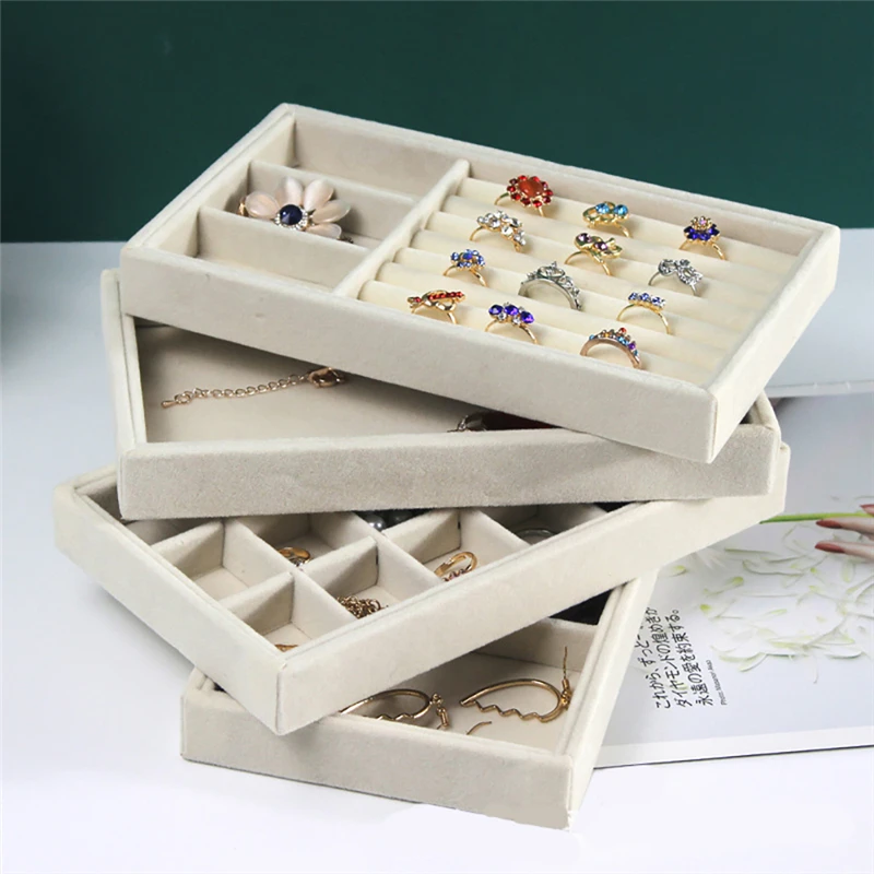 

4PCS Jewelry Storage Box Drawer Display Organizer Holder Necklace Earring Ring Bracelet Watch Tray Storage Container Showcase