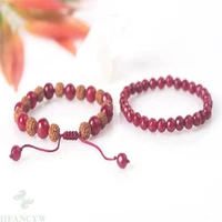 8mm red gemstone rudraksha mala bracelet adjustable spirituality chakras energy healing men lucky handmade bless pray