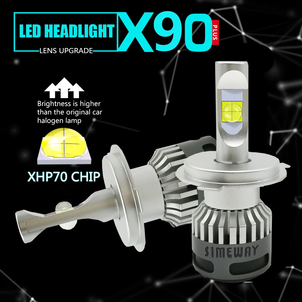 2x авто светодиодный H11 H7 H8 H9 HB3 9006 9012 головной светильник лампы xhp70 110W 6000k H1 H4 D2S D2H D1S