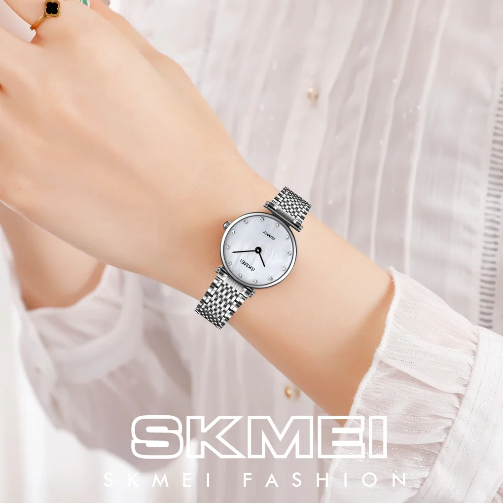 

SKMEI Round Dials Women Wrist Watch Dress Clock Orologio da donna Luxury Watches Quartz Watch Stainless Steel Casual Watch