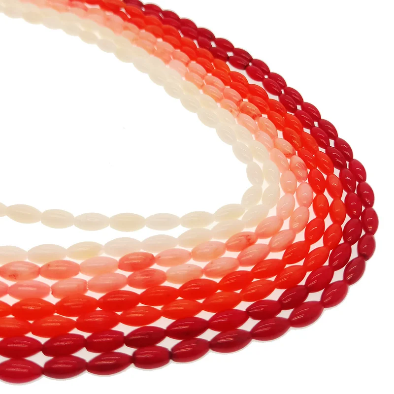 Модные овальные бусины 4*8 мм из кораллового риса россыпью высокого качества