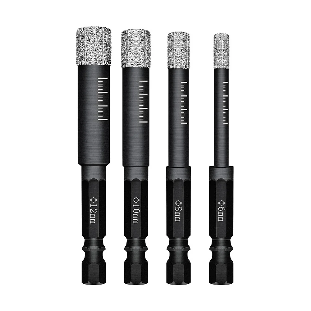 

Набор корончатых сверл для сухого сверления, комплект из 4 насадок 6/8/10/12/мм с вакуумной пайкой, для гранита, мрамора, керамической плитки, сте...