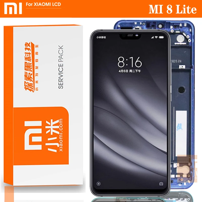 Оригинальный ЖК дисплей для Xiaomi Mi 8 Lite сенсорный экран дигитайзер в сборе с рамкой