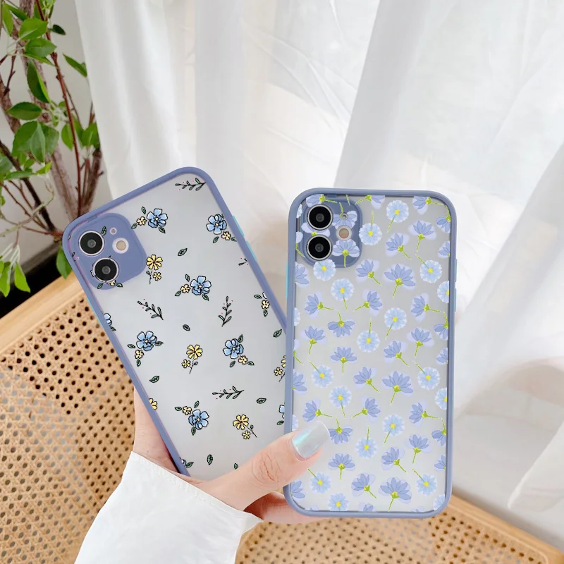 

Korea Style Cute Floral Phone Case for iphone 6s 7 8 Plus SE 2020 12 11 13 Pro Max X XS MAX XR Hard Matte Flower Back Cover