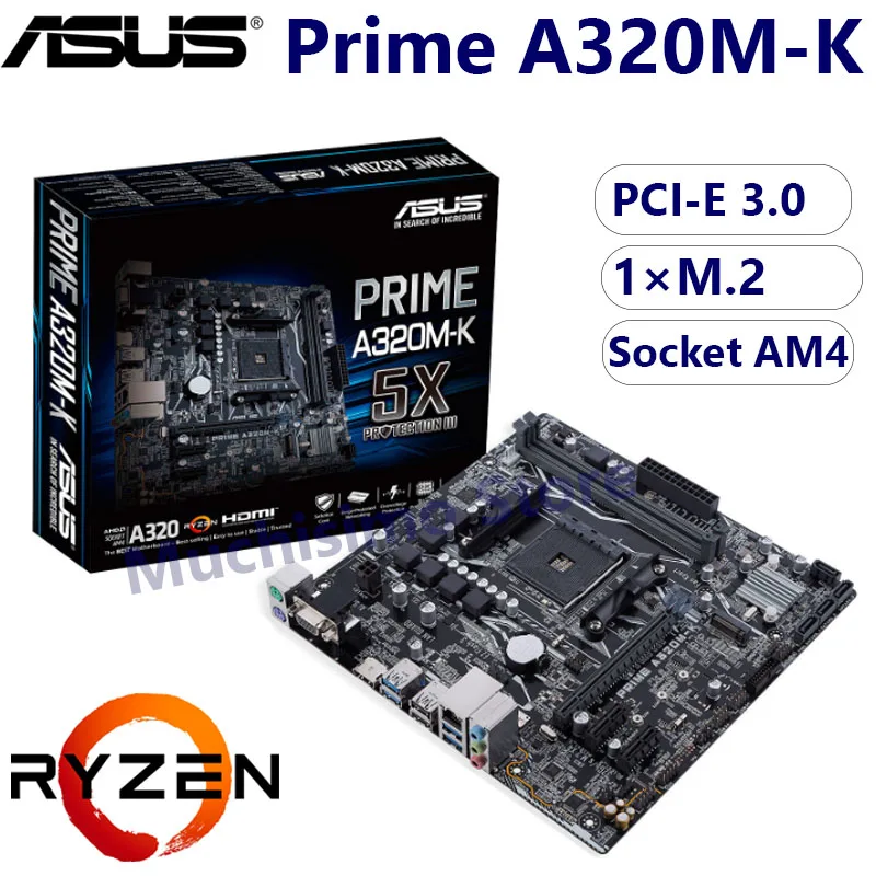 Разъем AM4 Материнская плата ASUS PRIME A320M K AMD Ryzen гнездо DDR4 VGA M.2 PCI E 3 0 USB 1 микро ATX для