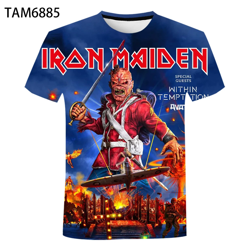 

British Heavy Metal Iron Lady 3D Printing Men And Women Popular T-Shirt Rock Children Heavy Metal Summer Short-Sleeved T-Shirt