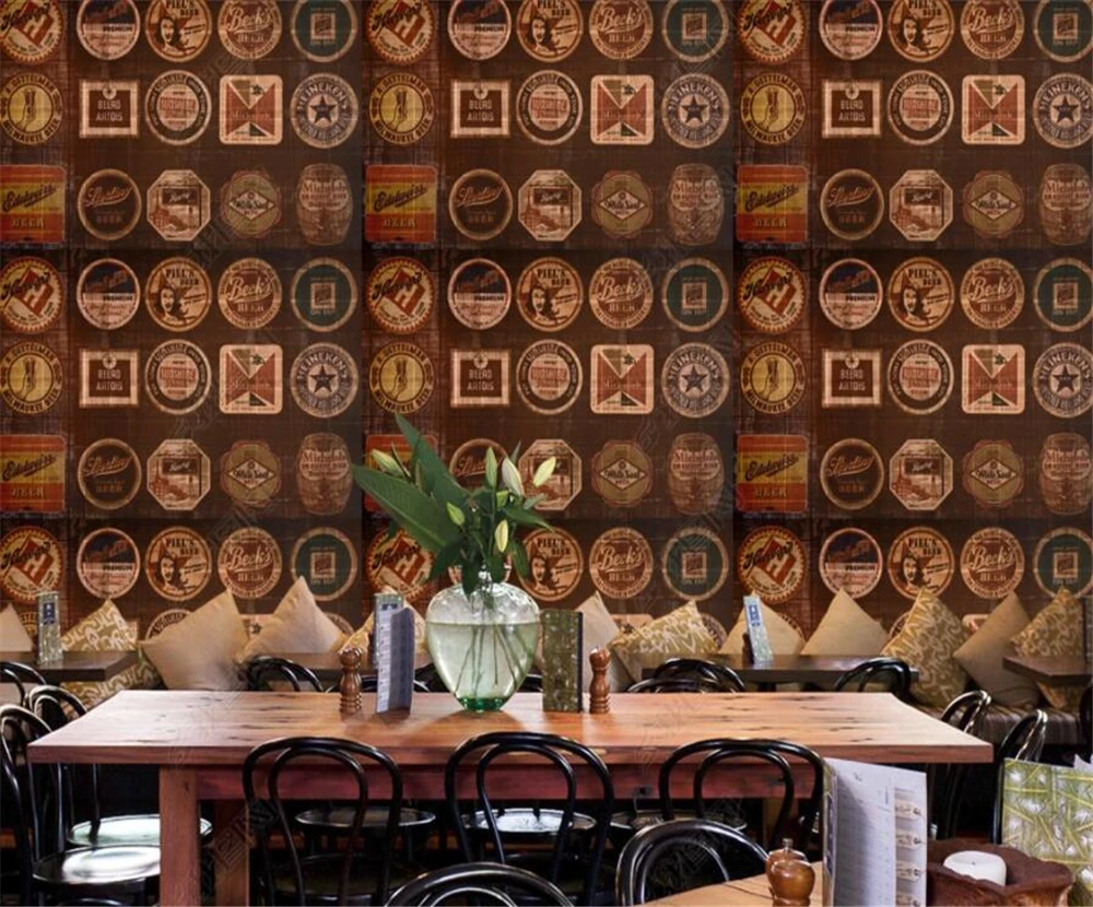 Большой заказ обоев Европейский ретро Ностальгический пивной флакон старый
