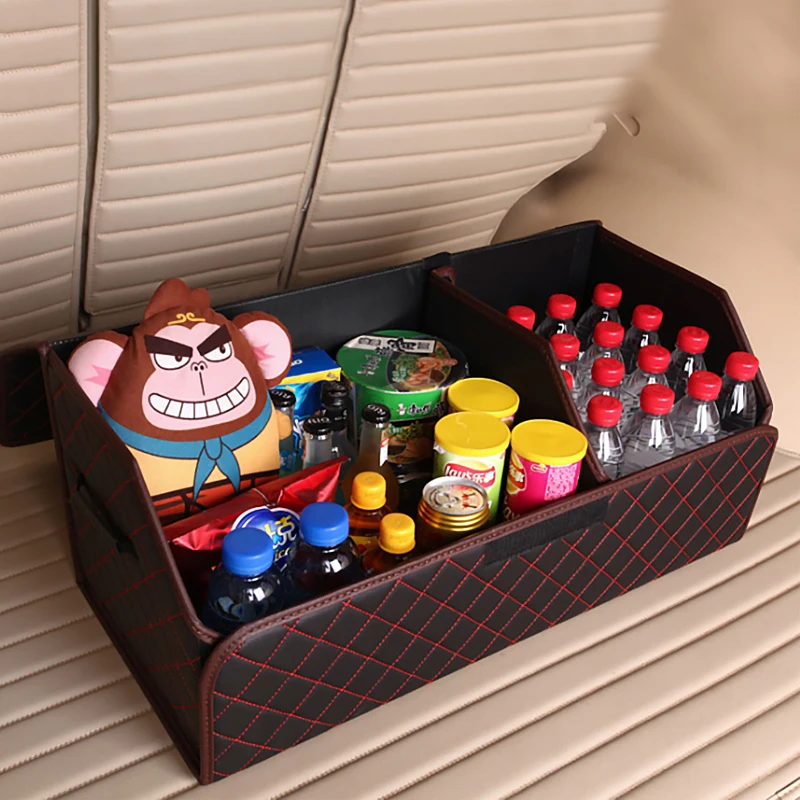 

Car Trunk Organizer Folding Leather Storage Box Auto Collapsible Stowing Tidying Bag for Cars SUV Trunk Organizer