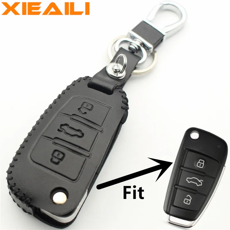 XIEAILI натуральная кожа 3 кнопки флип чехол для ключей Audi A2/A3/A4/A6/A6L/A8/Q7/TT S420 |