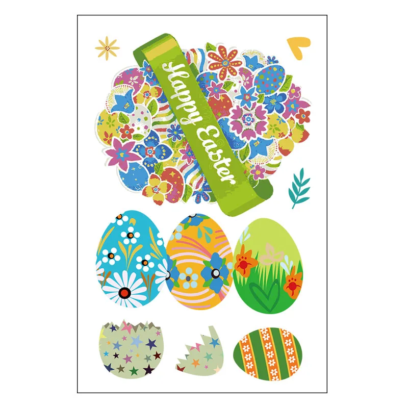 

9pcs/lot Happy Easter PVC Wall Sticker Cartoon Rabbit Window Cling Wallpaper for Easter Party Home Kids Room Decoration