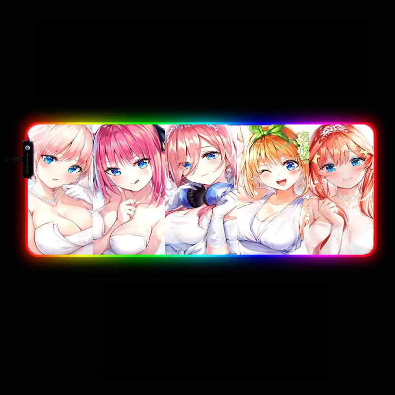 Игровой коврик для мыши с большой грудью аниме девушкой RGB светодиодный