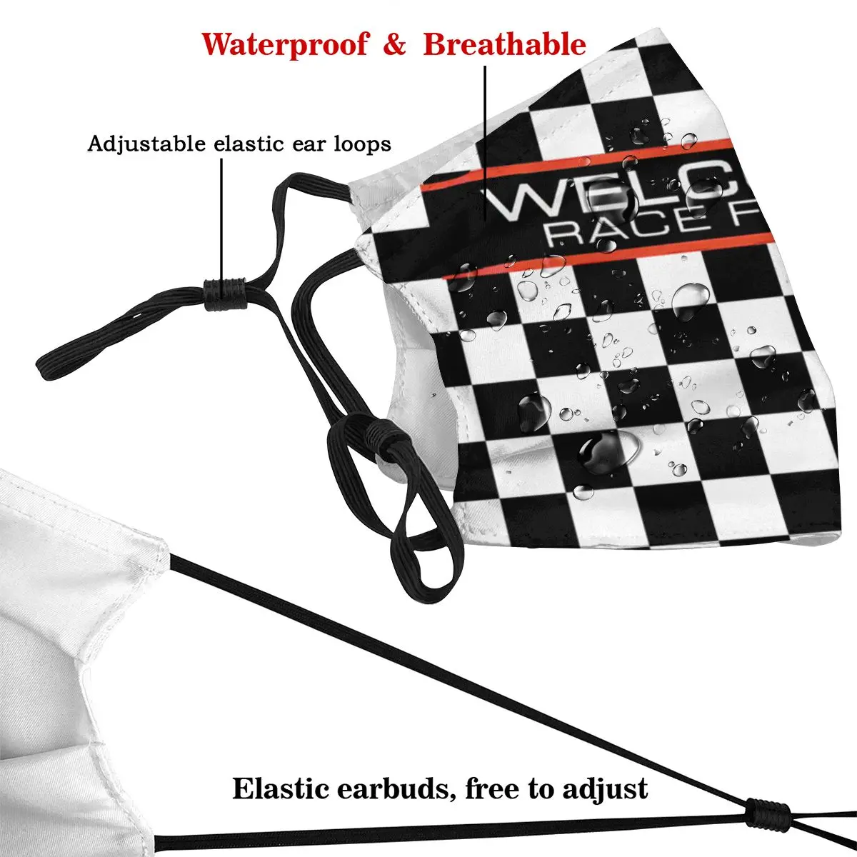 

Dust Mask Checkerd Welcome Race Fans Mouth Face Respirator for Adult Kids Washable Anti Pollution Filter