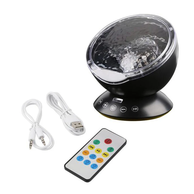 

Ocean Wave Projector Night Lamp Adjustable Lightness Remote Control 7 Modes Music Speaker for Baby Kids Adult Bedroom