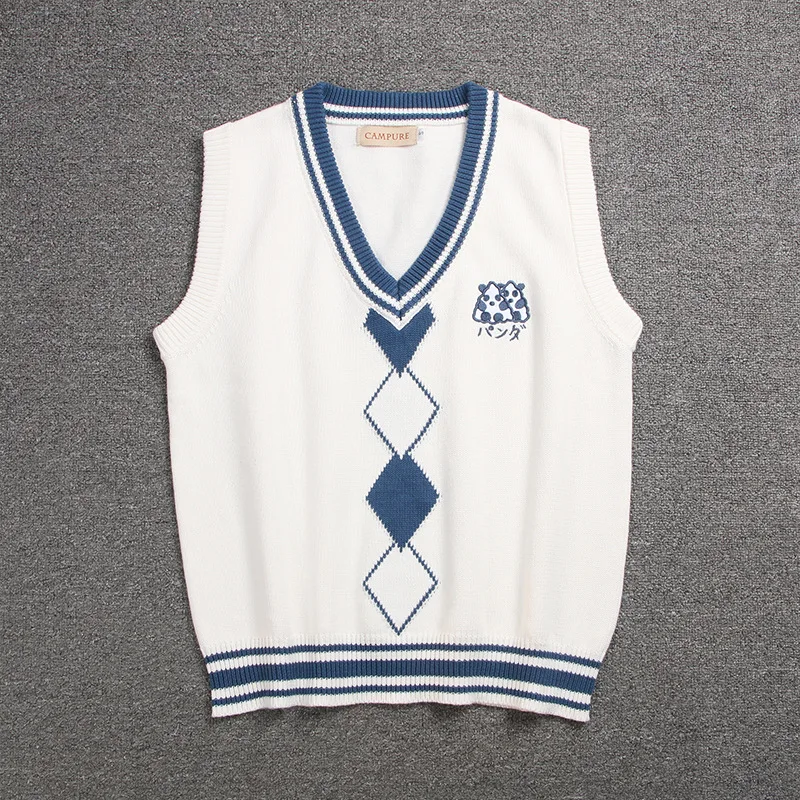 British Korean School Girl Sleeveless Sweater Vest Uniforms V-neck Japanese Boys And Girls Students Knitted | Тематическая одежда