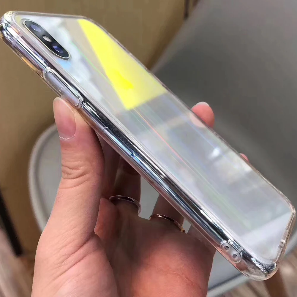 

Gradient Rainbow Laser Case For iPhone 11 Pro Max X XR XS Max 6s 7 8 Plus Luxury Colorful Transparent Acrylic Clear Phone Covers