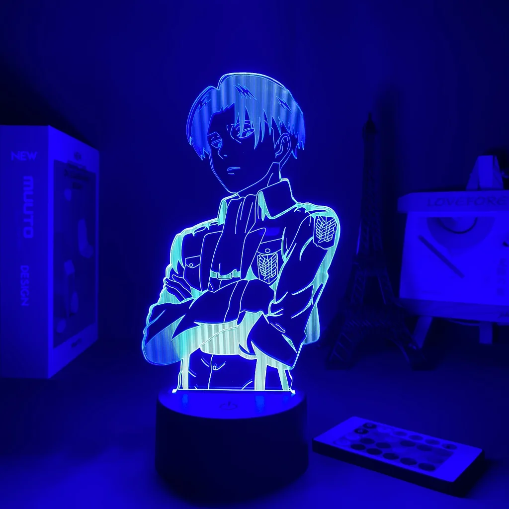 

Anime Attack on Titan Acrylic Table Lamp for Home Room Decor Light Cool Kid Child Gift Captain Levi Ackerman Figure Night Light