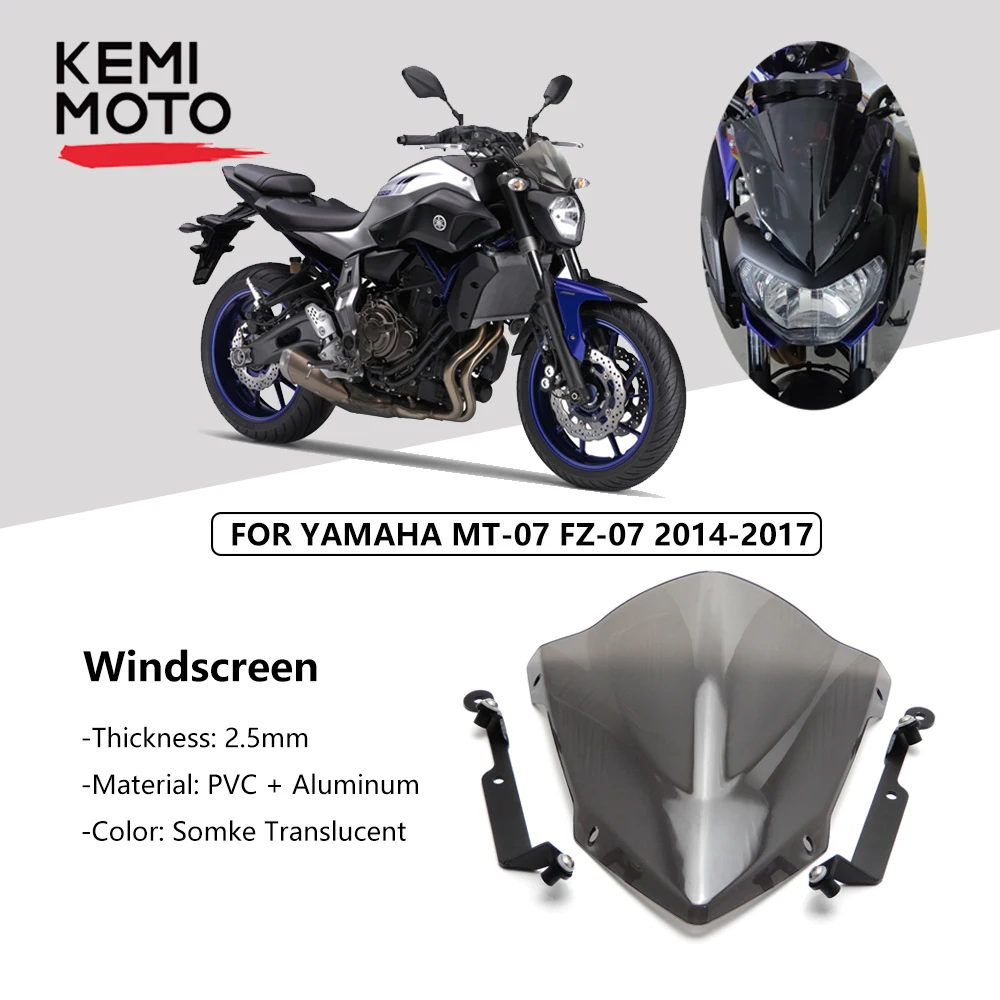KEMiMOTO для YAMAHA MT07 MT-07 ветровое стекло для FZ07 ветровые дефлекторы аксессуары для мотоциклов