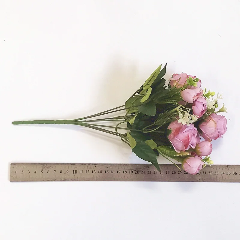 

1 Bouquet 13 Heads Artificial Peony Sweet Rose Flowers Silk Fake Flower Bridal Bouquet for DIY Home Garden Wedding Decoration