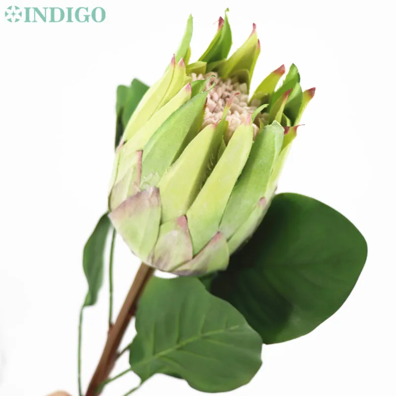 

INDIGO - 5 Pcs/Lot Green Protea cynaroides Large Size South Africa Artificial Flower Wedding Flower Party Event Free Shipping