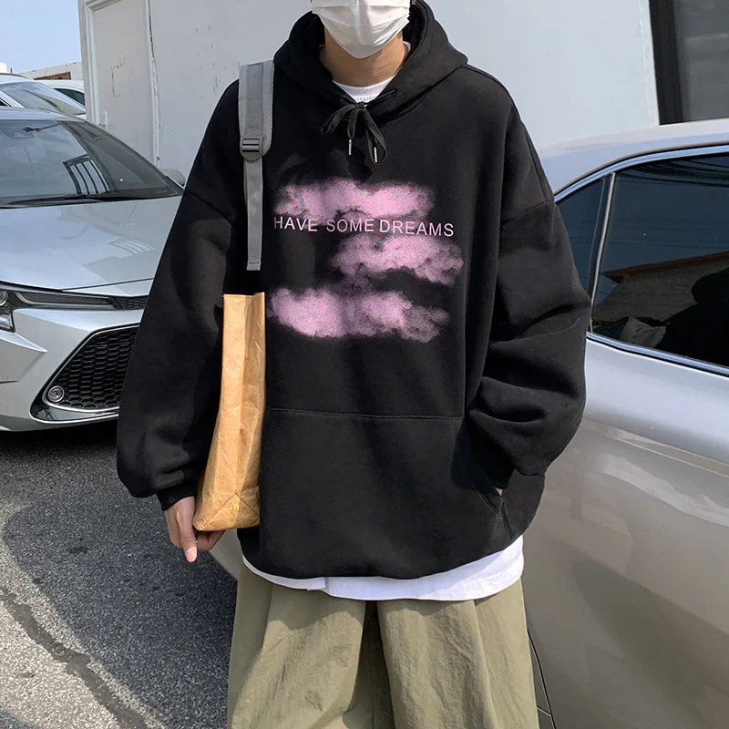 

Spring new men's sweatshirt loose youth sports sweater fashion printing Hong Kong wind loose coat trend men's clothing