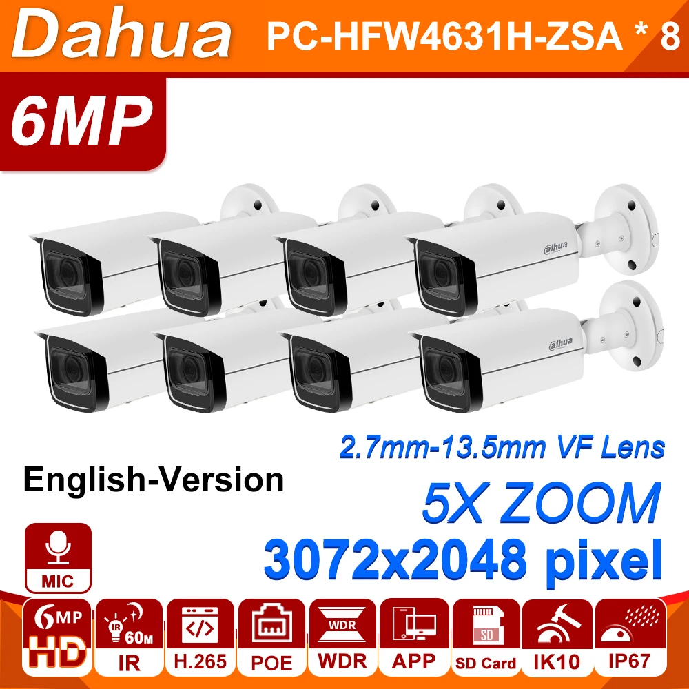 Оптовая продажа Dahua IPC HFW4631H ZSA 8 шт./лот 6MP CCTV Bullet камера 2 7 13 5 мм VF Объектив POE