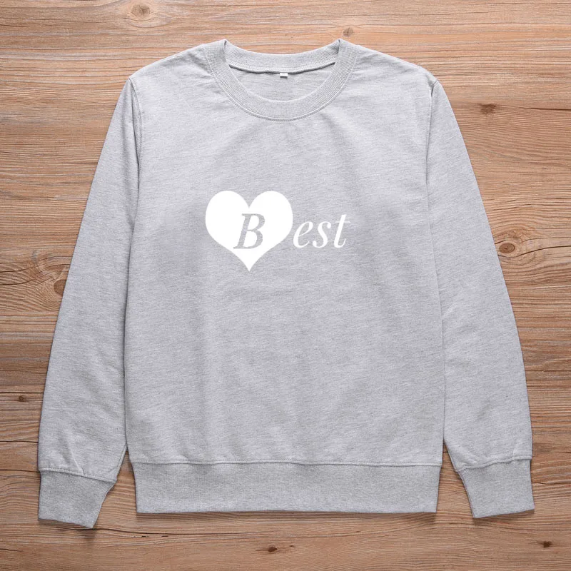 ONSEME Best Frieds Forever Print Harajuku Толстовка для женщин 80s 90s свитшот в стиле грандж лучшие друзья соответствующие BFF Friend Топы S-31 - Цвет: Gray-Best