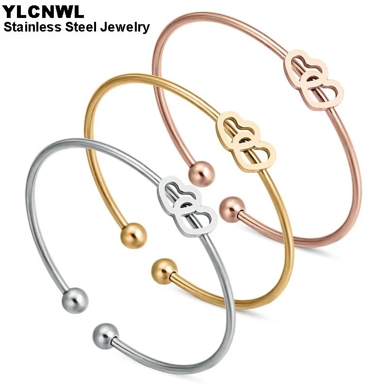 Новая мода Нержавеющая сталь незамкнутные браслеты для Для женщин регулируемые