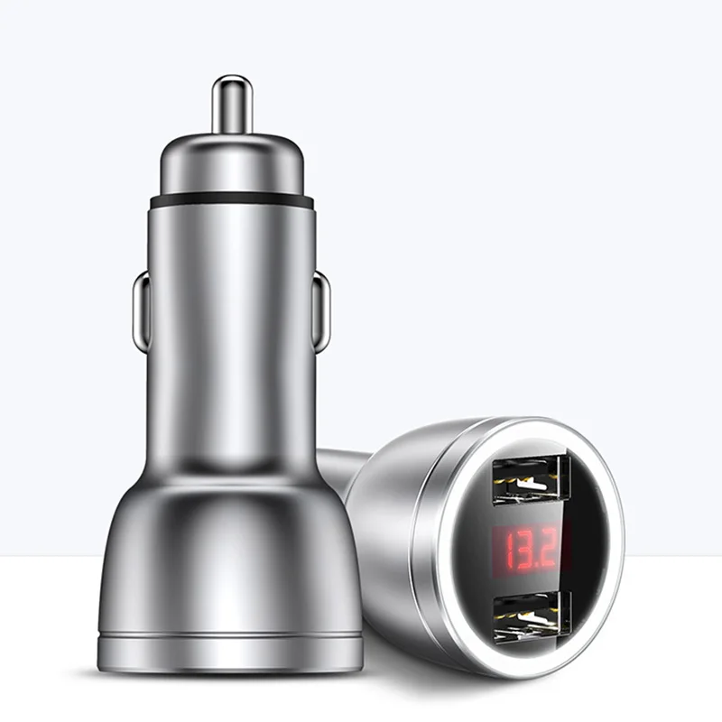 Автомобильное зарядное устройство с 2 USB-портами быстрая зарядка из сплава для