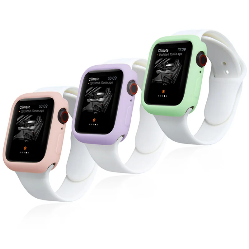 Мягкий силиконовый чехол для Apple Watch 7 6 SE 5 4 3 бампер защитный iWatch серии 45 мм 42 38 44 40 41