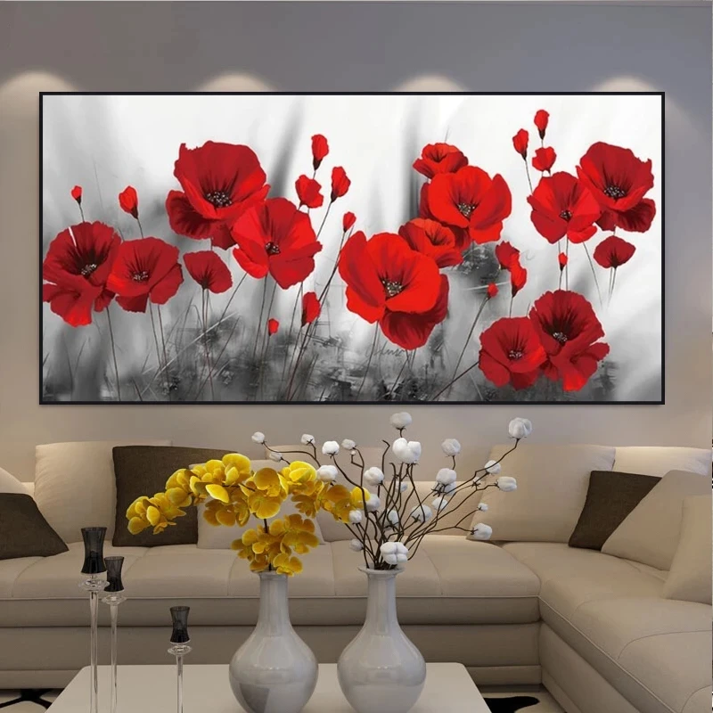 

Poppies Flower Canvas Paintings Abstract Landscape Pastoral Posters Prints Flowers Wall Art Pictures Room Home Decor Cuadros