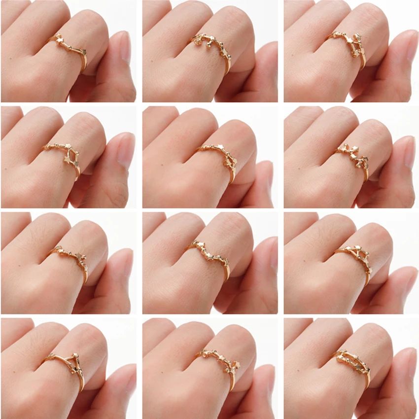 Cxwind кольца с созвездиями весы Близнецы Телец Овен кольцо для леди Обручальное