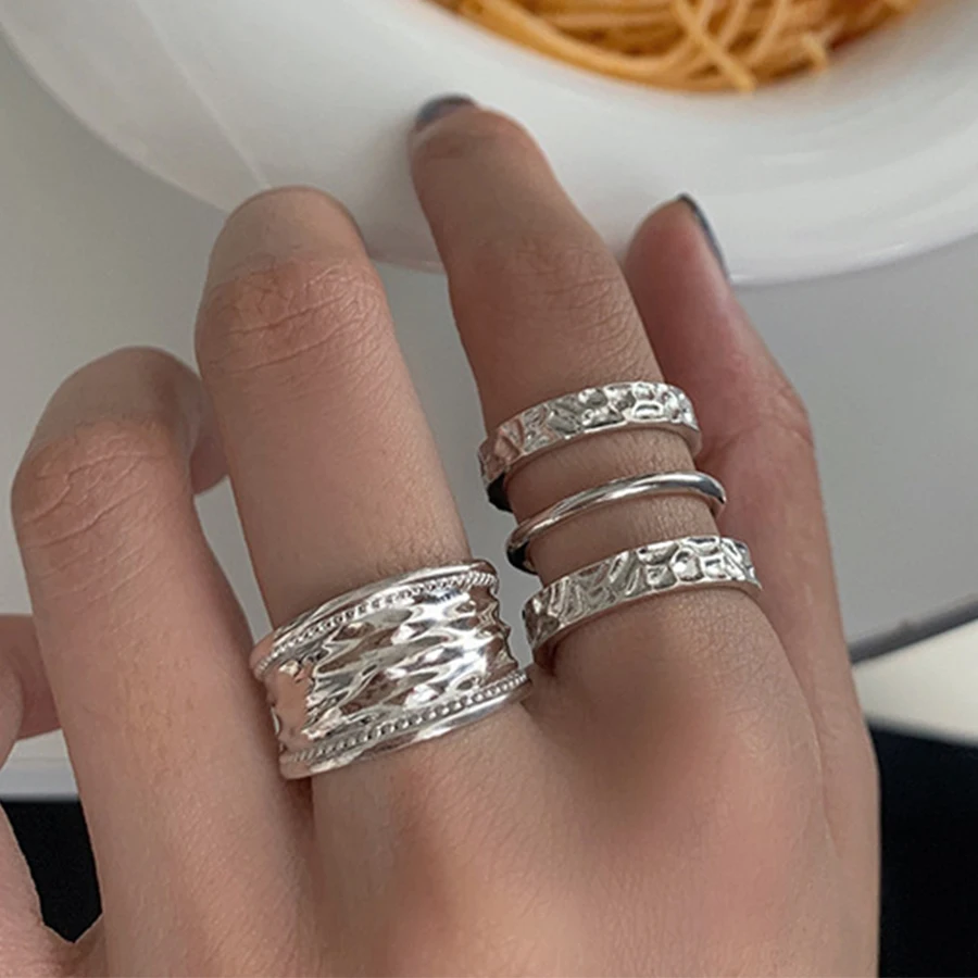 

Silver Color Irregular Pattern Rings for Women Couples New Fashion Punk Elegant Engagement Simple Geometric Rings Party Jewelry