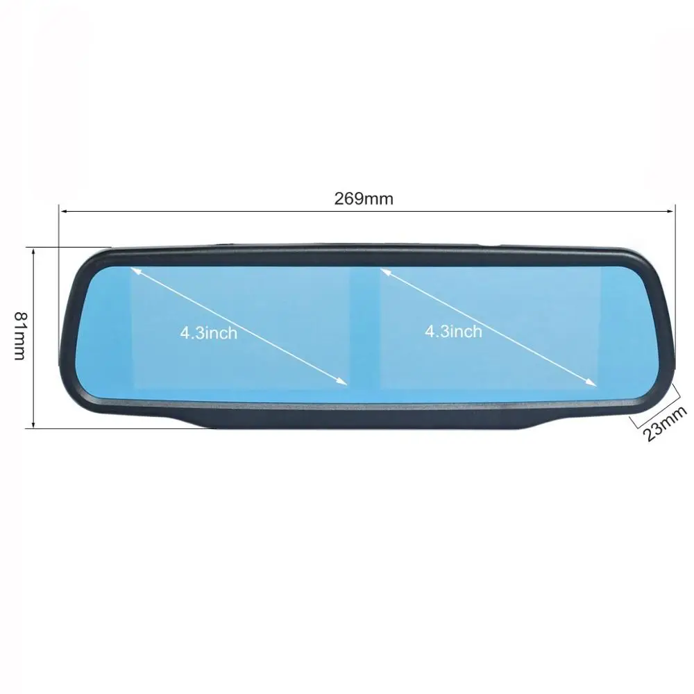 Автомобильное зеркало заднего вида SMALUCK с двойным 4 3-дюймовым экраном + 2 камеры